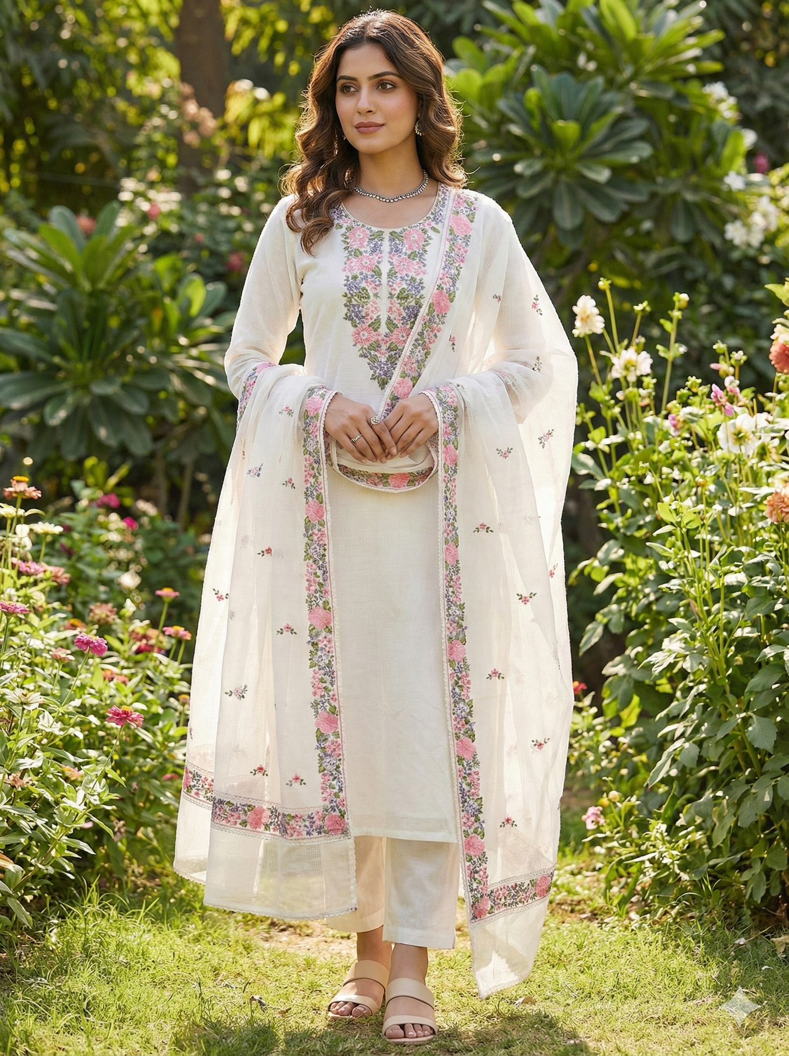 Women Embroidery Kurta and Pant Set with Dupataa