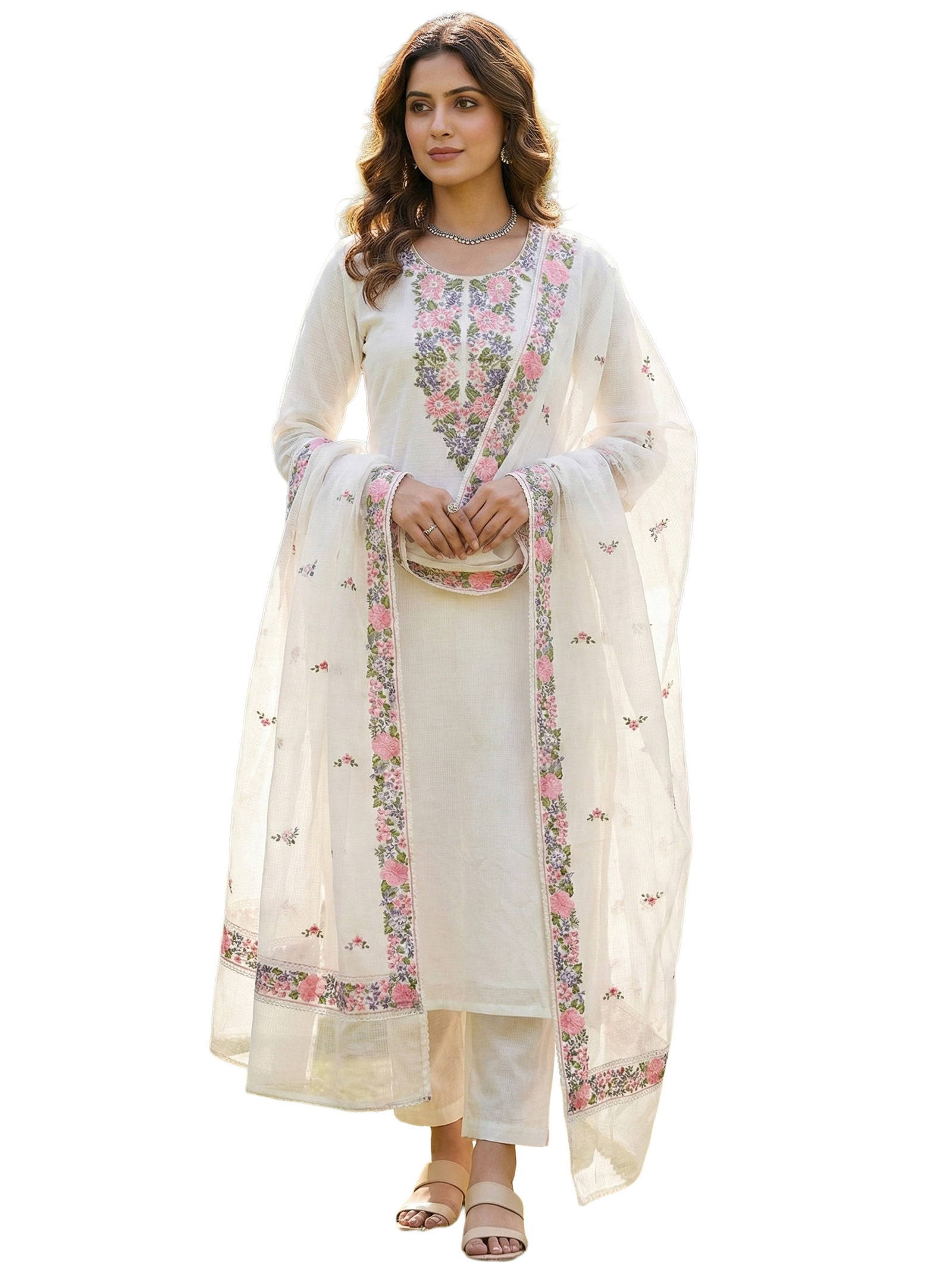 Women Embroidery Kurta and Pant Set with Dupataa - Image 2